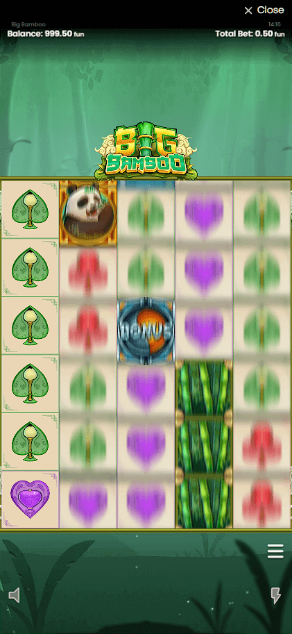 Базовая игра Big Bamboo: барабаны 5×6 и символ панды-вайлда