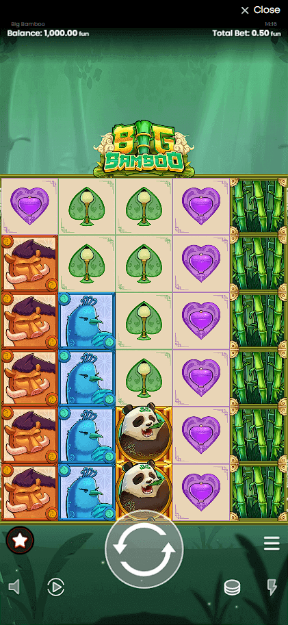 Раунд бесплатных вращений Big Bamboo с конвертированными символами